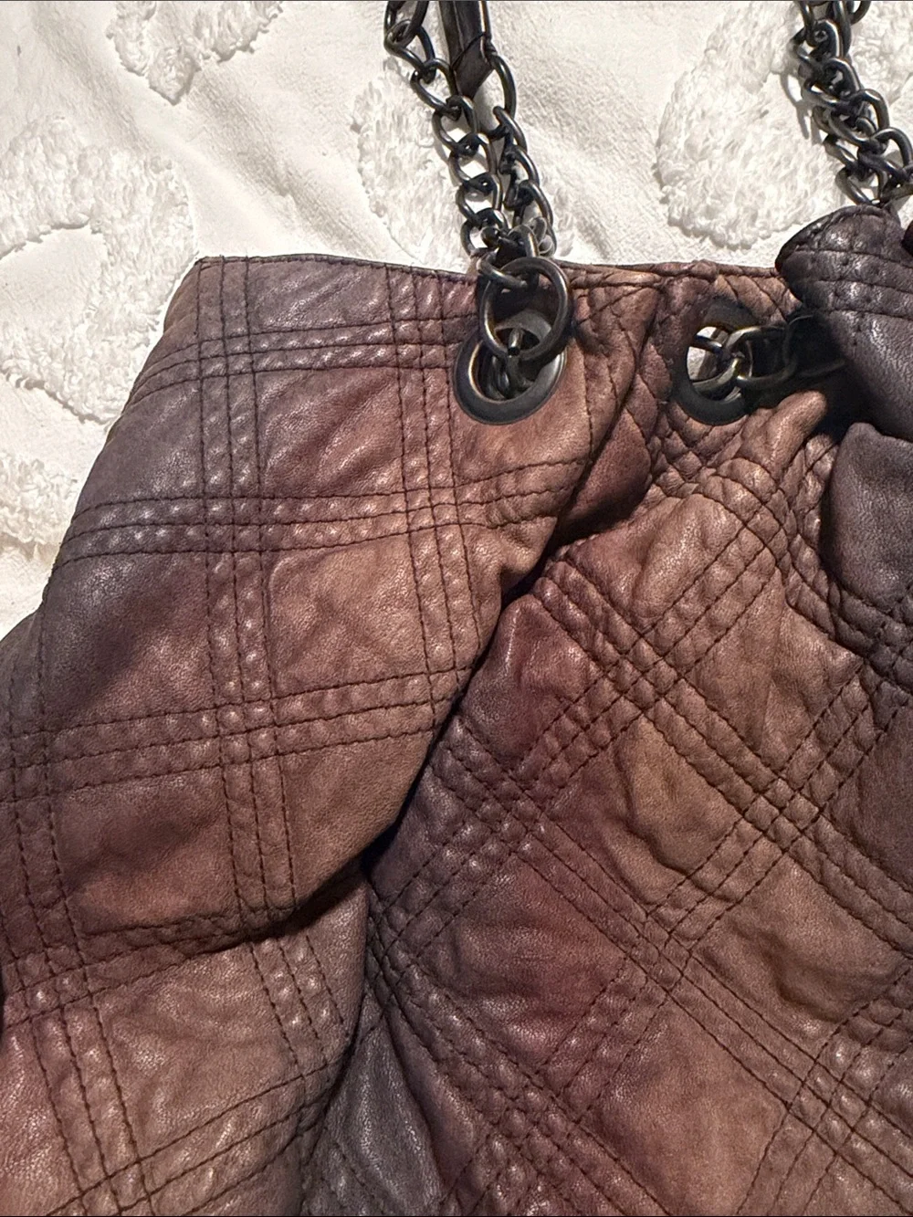 All Saints Quilted Tie Dye Leather Shoulder Bag